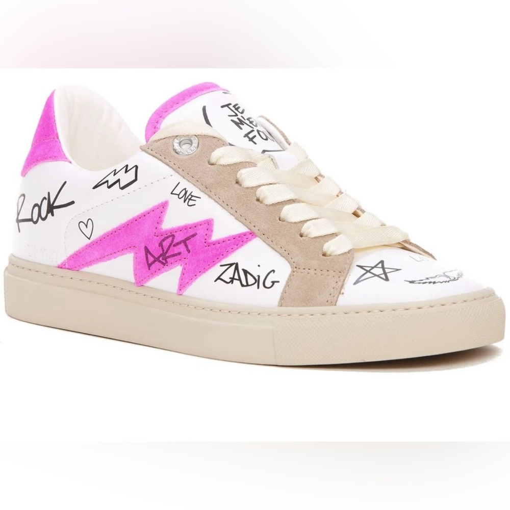 NEW Zadig & Voltaire Logo-Printed Lace-Up Sneakers